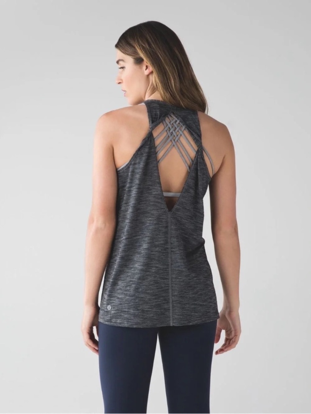 Lululemon Trapeze Twist Tank - Heathered Black & Gray Sz 8